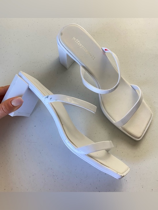 Shoes - Jeffrey Campbell Size 9 White Double Strap Plastic Square Toe Slip-on Heel